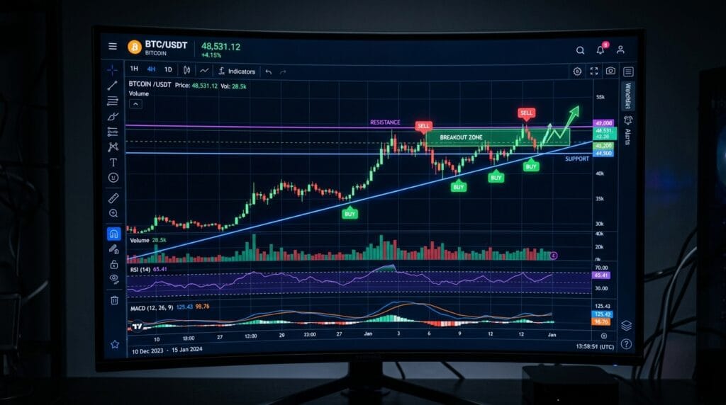 Bitcoin trading chart 202604121554
